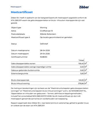 Floorplan - Giraffestraat 10, 3064 LD Rotterdam